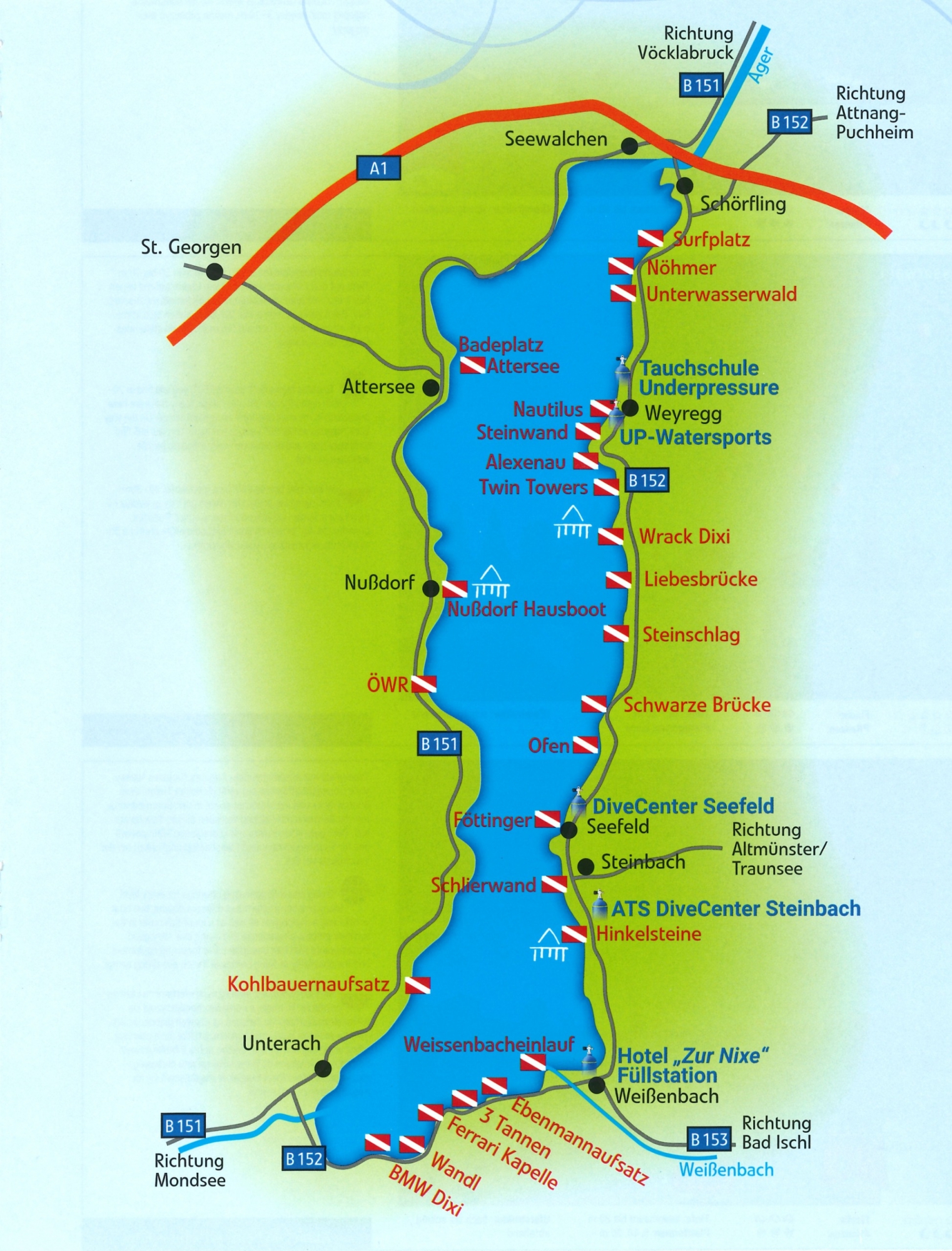 Tauchplatzübersicht Attersee